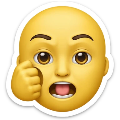 Emoji face with squinty eyes and fist in front of mouth sticker