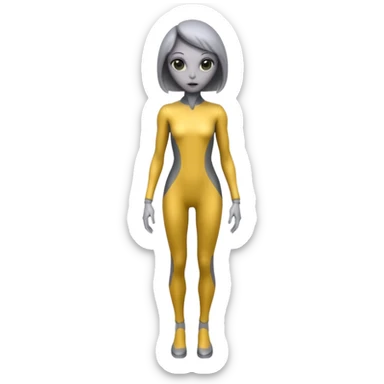 fullbody humanoid female gray alien sticker