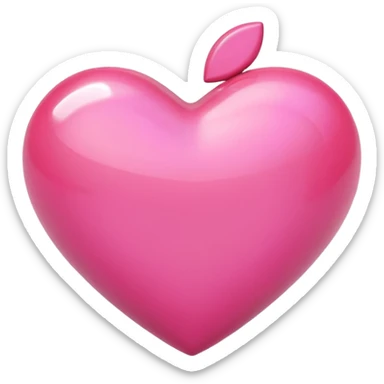 Apple-style 3D emoji of a shiny pink  heart, smooth and glossy surface, simple and elegant design, no background. sticker