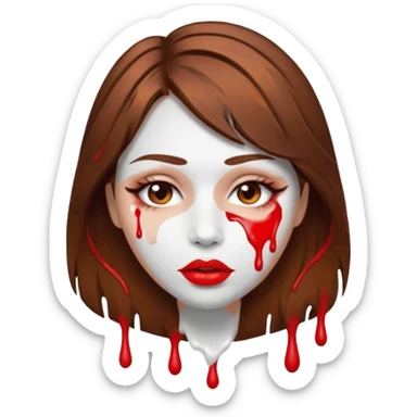 Brown Hair Woman , white paint , drip, face, hot  Sexy, lips sticker