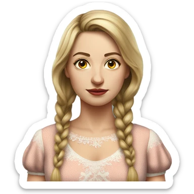 Russian woman full length in dress photorealistic serious sticker