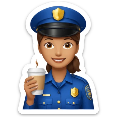 woman police holding coffee sticker