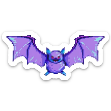 Zubat in pixel art style, simplified and retro sticker