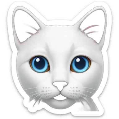 white cat whit blue eye and pink nose and a brown spot near the nose sticker