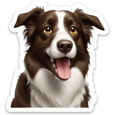 Brown border collie with open mouth sticker