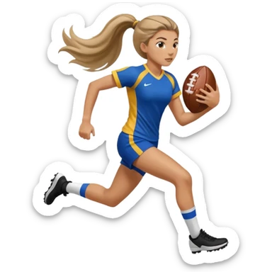 Long Haired Football Players, Female player with ponytail running sticker
