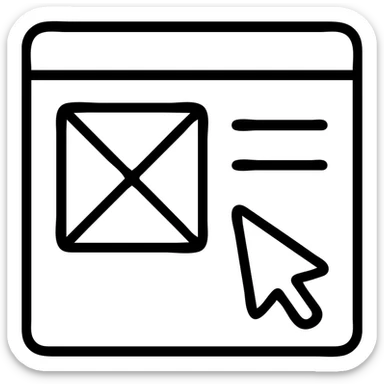 UX design icon with wireframe elements, 24 by 24 px, 1 px stroke sticker