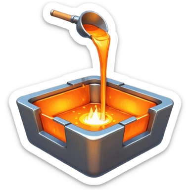 The crucible pours out metal, pixels style 32x32. sticker