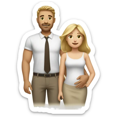 famly; blonde mom, brown haired dad, 2 babies sticker