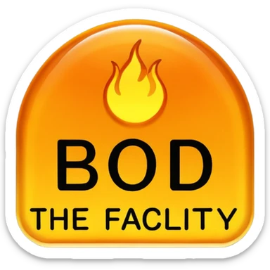 glowing amber emblem above bold text reading “THE FACILITY” sticker