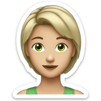 14year girl with green eyes in minimal cartoon style sticker