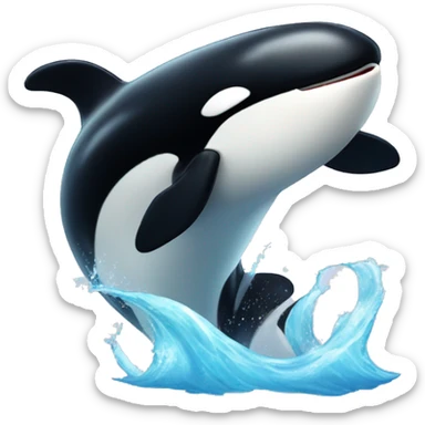 Orca whale super surprised and excited cute sticker