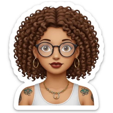 curly glasses earring face tattooed girl sticker