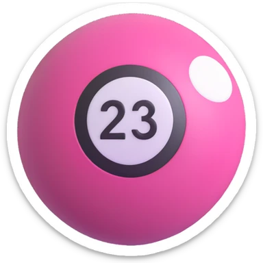 pink billiard ball with the number 23 inside a white circle sticker