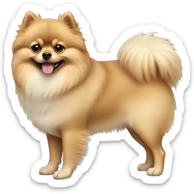 Beige Pomeranian dog full body sticker