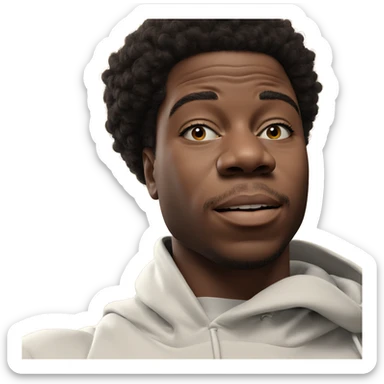 realistic male portrait with afro sticker