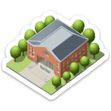 isometric single storey red brick sports hall sticker