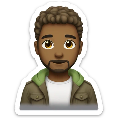 I want a cute chibi man with short hairs, light brown, 3 days beard, with light hazel green eyes sticker