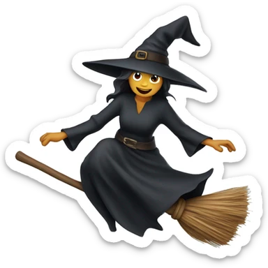 A witch flying on a broomstick sticker