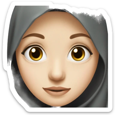 A white-skinned girl wearing a black hijab has medium-sized eyes sticker