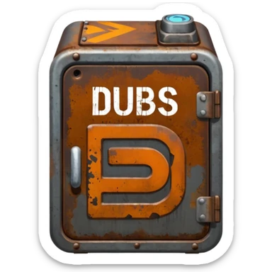 Create a Discord server icon showing the name DUBS based on the popular video game RUST. sticker