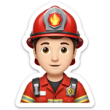 firefighter man brunette sticker