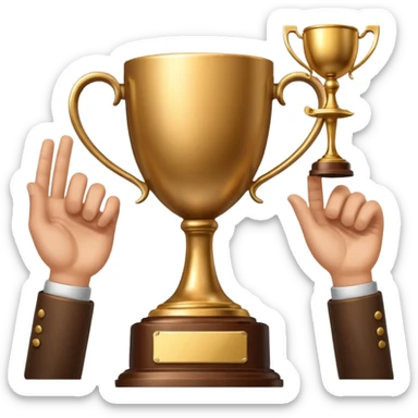 hand raising trophy sticker