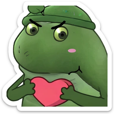 Sad face showing a heart with its hands sticker