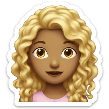 Girl with long slight curly hair sticker