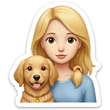 a girl with a golden retriever sticker
