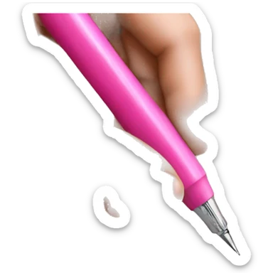 a hand writing with pink pen  sticker