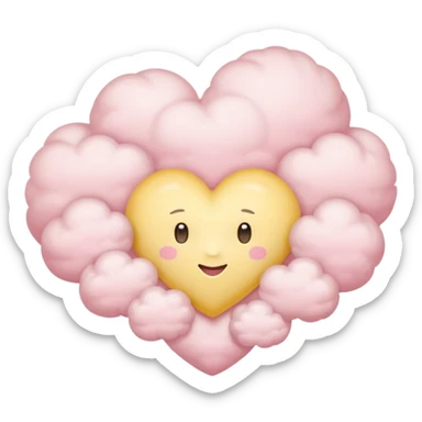 Heart of a cloud in soft pink, beige and yellow pastel light sticker