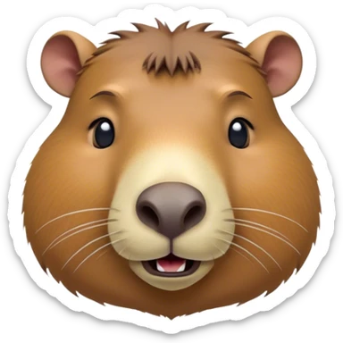 Cinematic Comical Capybara Portrait Emoji, Head tilted dramatically with an exaggeratedly amused expression, featuring a robust, rounded build and a distinct capybara face with a broad snout and quirky, small ears, rendered with lifelike soft fur and wide, comically expressive eyes brimming with playful disbelief; high shine, dramatic yet playful, styled with an air of cheeky mischief, soft glowing outline, capturing the essence of a spirited and over‐the‐top capybara that looks ready to side‐eye its way into viral fame! sticker