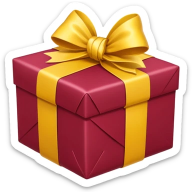 christmas gift with cranberry color and yellow bow sticker