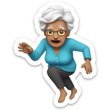 grandma falling emoji sticker