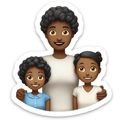 Família pai branco com esposa negra e filha menina e menino sticker