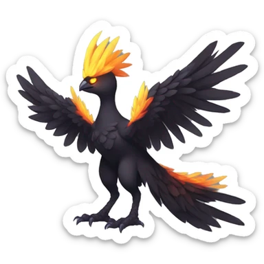 Edgy Fantasy legendary dark bird shadow-type-Phoenix Fakemon full body sticker