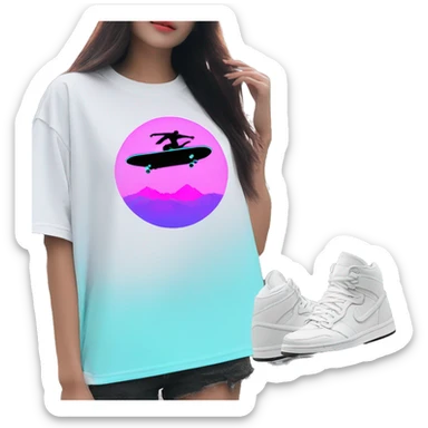 Vaporwave Skater fashion aesthetic baggy clothes graphic t shirt 420 sticker