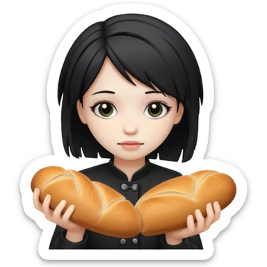 Emo girl making bread sticker