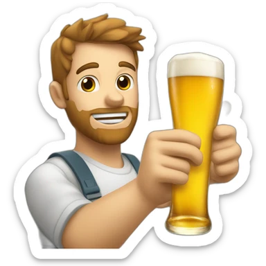 Chat blanc qui tient une bouteille de bière dans les mains sticker