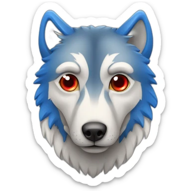 Loup  avec un oeil bleu et un oeil rouge sticker