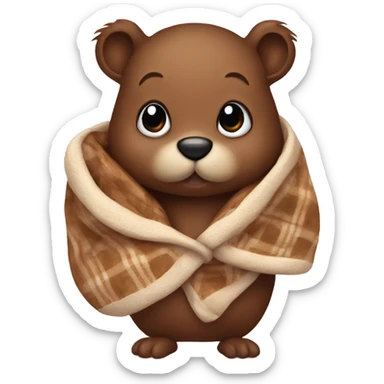 little beaver in a blanket with a pacifier sticker