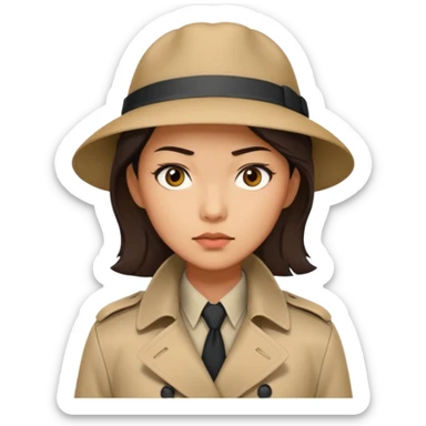 female detective, asian sticker