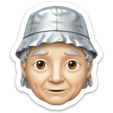 tin foil hat with smirking face sticker