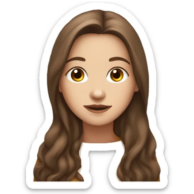 white girl with brown long hair and a hot chocolate sticker