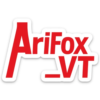 the H&K logo, rebranded and reshaped so the letters say "AriFox_VT" sticker
