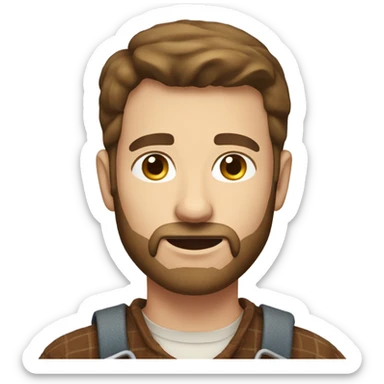 Male farmer, short thin beard (brown hair and BLUE eyes) sticker