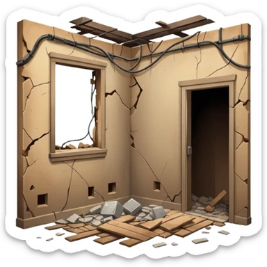 Damaged Building Interior sticker