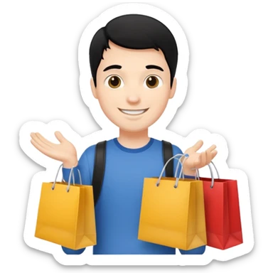 a white guy with black hair shopping sticker