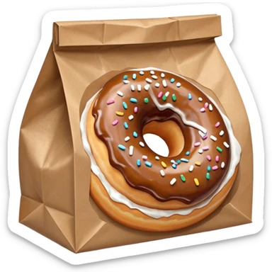 donut in paper bag sticker